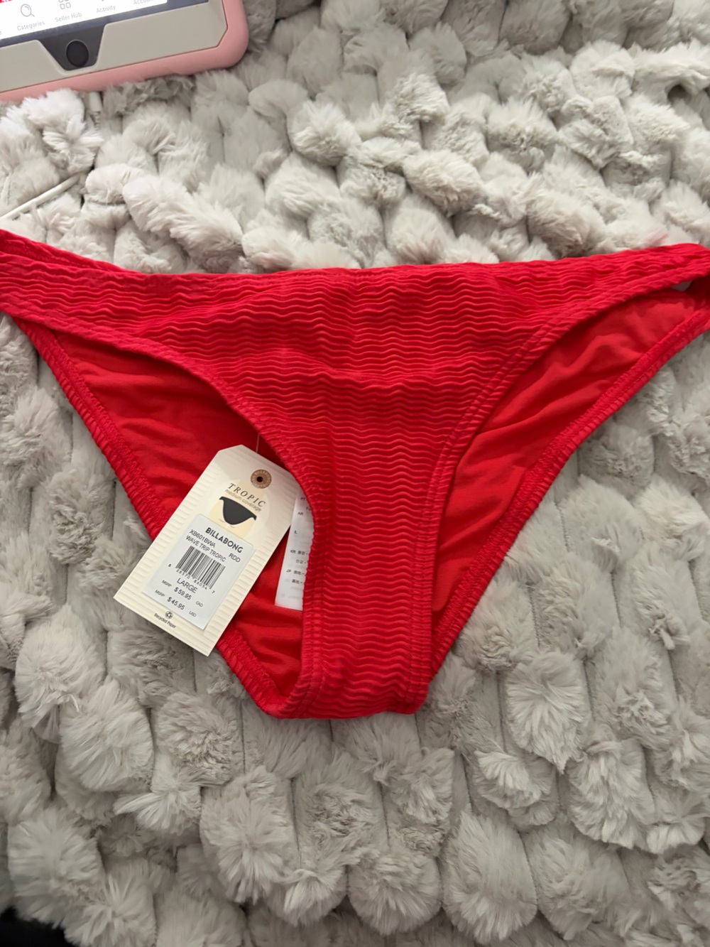Billabong Bright Red Ribbed Swim Bottom